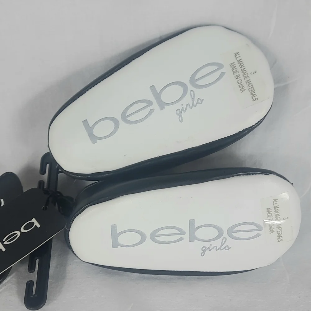 Bebe Girls Baby Ballet Soft Crib Shoes Size 3 (6-9Months) Black Silver Embroider